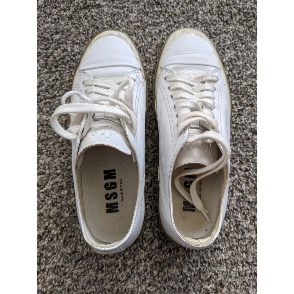 MSGM Sneakers Shoes Womens Size 8.5 White Leather Chunky Made In Italy